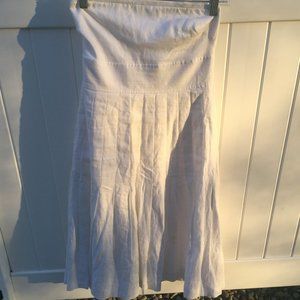 White Strapless Linen Dress